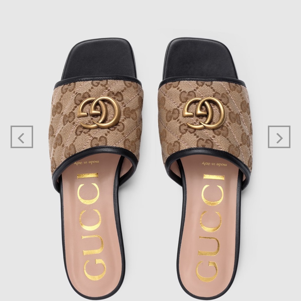 WOMEN'S GG MATELASSÉ CANVAS SLIDE SANDAL